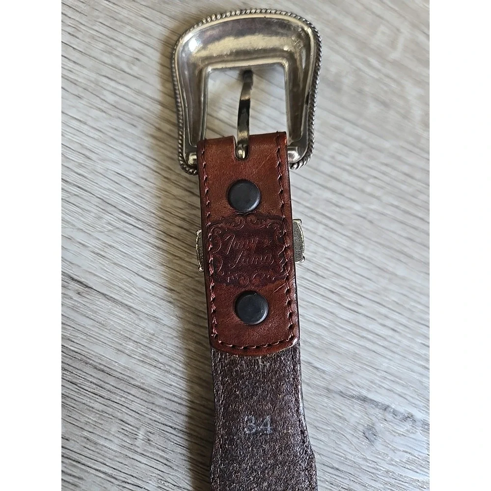Vintage Tony Lama Western‎ Leather Belt Braided Woven Cowboy Red/Brown 34